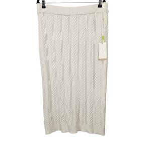 Cyrus Cable Knit Chunky New Cream Long Pull On Skirt